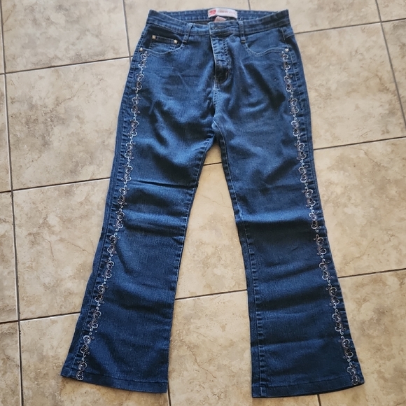 Women's Blue Embroidered Jeans - Picture 1 of 5